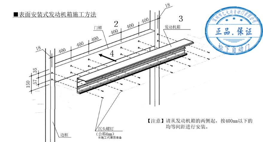 自動(dòng)門發(fā)動(dòng)機(jī)箱安裝示意圖